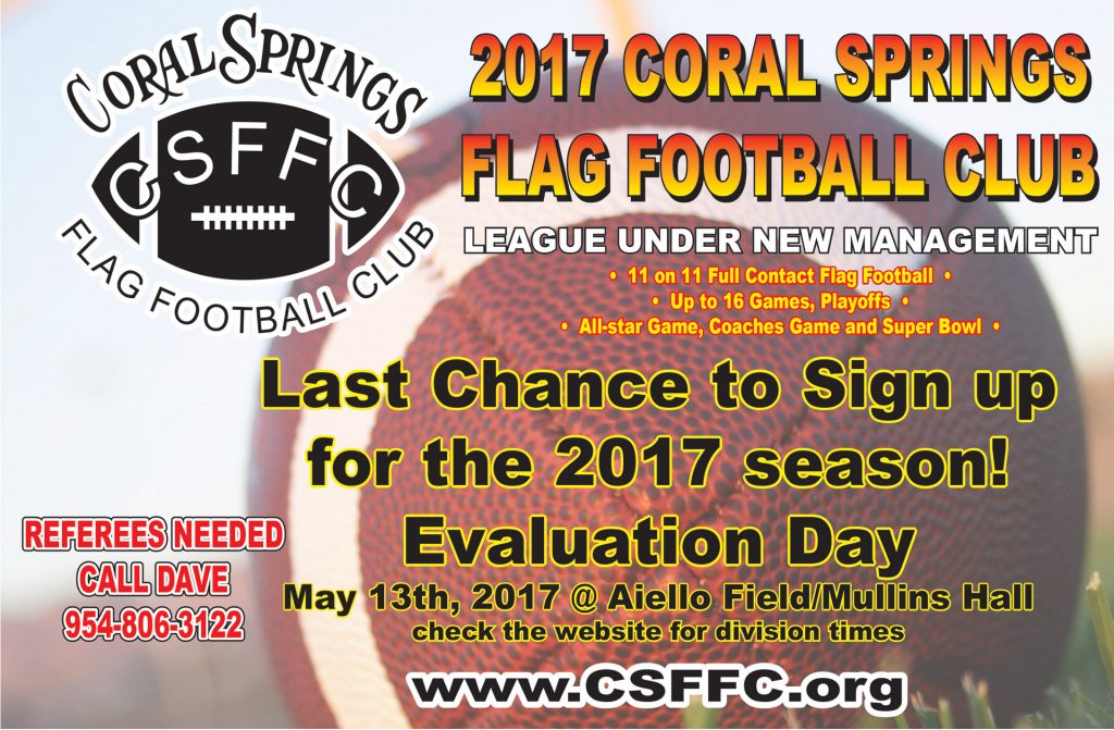 Coral Springs Flag Football registration ad