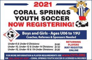 Coral springs youth soccer - new registering