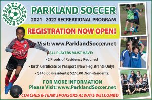 Parkland soccer - registration now open