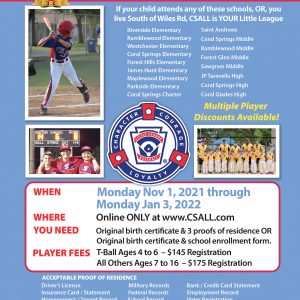 Coral Springs American League Registration