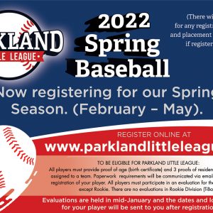 2022 Spring Baseball Parkland Little League