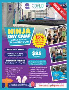 SOFLO Ninja Academy April Camp Ad 2025